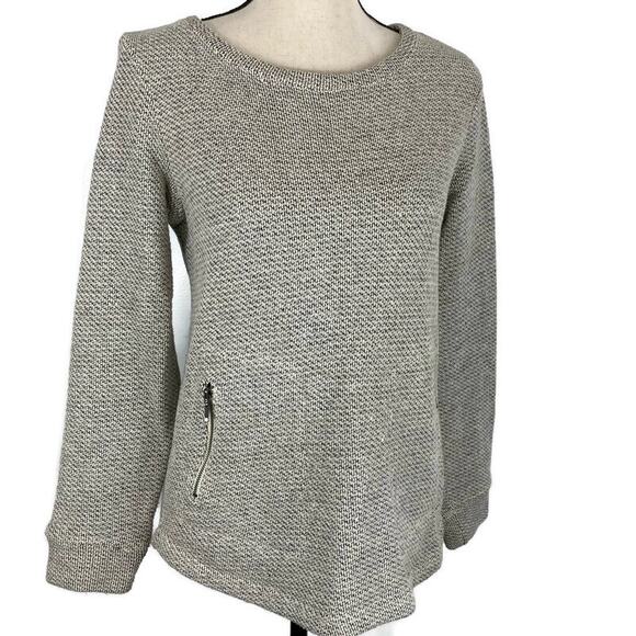 Kenar Scoopneck Sweater Cream Black Marled Hi Low with Pockets Medium - Picture 14 of 14